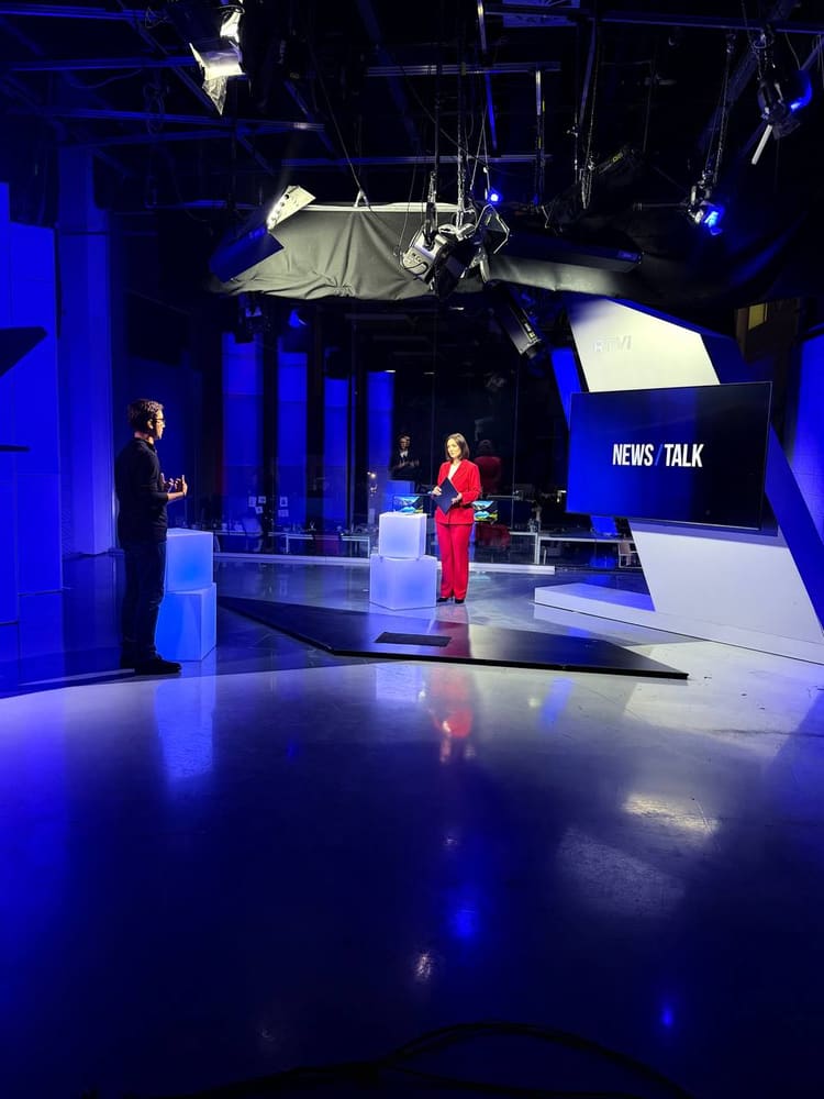 The RTVI studio floor: me and the host on the News/Talk set