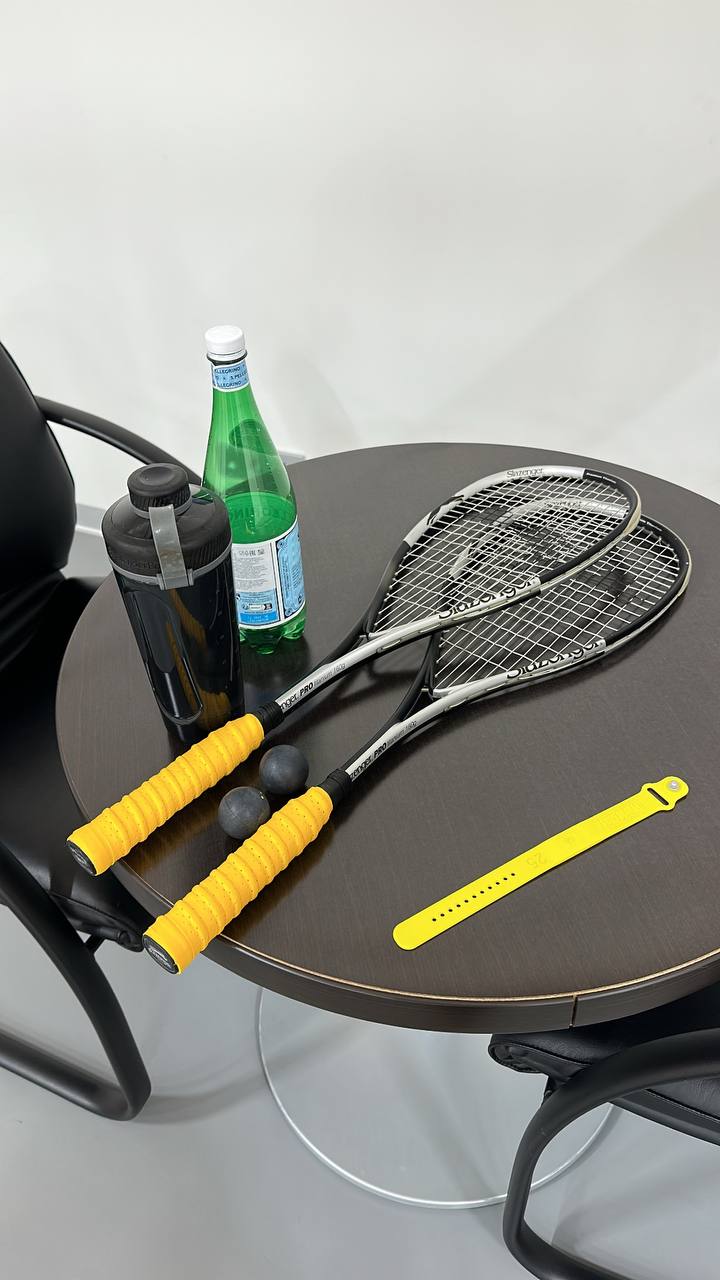 The squash court after a game
